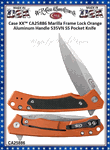 W.R. Case & Sons Cutlery CA25886  Case XX� Marilla Flipper Knife, 4-3/4" Closed 3-1/2" S35VN Stonewashed Stainless Steel Locking Drop Point Plain Blade, Orange Anodized Aluminum Handle w/Black G10 Inlays