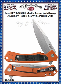 W.R. Case & Sons Cutlery CA25886 Case XX™ Marilla Flipper Knife, 4-3/4" Closed 3-1/2" S35VN Stonewashed Stainless Steel Locking Drop Point Plain Blade, Orange Anodized Aluminum Handle w/Black G10 Inlays W.R. Case & Sons Cutlery CA25886 Case XX™ Marilla Flipper Knife, 4-3/4" Closed 3-1/2" S35VN Stonewashed Stainless Steel Locking Drop Point Plain Blade, Orange Anodized Aluminum Handle w/Black G10 Inlays