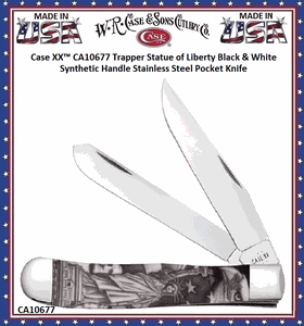 W.R. Case & Sons Cutlery CA10677 Case XX�Trapper Statue of Liberty Black & White Synthetic Handle Stainless Steel Pocket Knife 