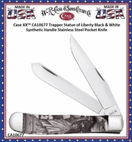 W.R. Case & Sons Cutlery CA10677 Case XX™Trapper Statue of Liberty Black & White Synthetic Handle Stainless Steel Pocket Knife W.R. Case & Sons Cutlery CA10677 Case XX™Trapper Statue of Liberty Black & White Synthetic Handle Stainless Steel Pocket Knife