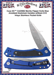 W.R. Case & Son's Cutlery CA25882 Case XX� Marilla Flipper Knife Blue Anodized Aluminum Handles w/Black G10 Inlays Stainless Pocket Knife   