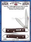 W.R. Case & Sons Cutlery CA046 Case XX� Jigged Brown Delrin Handle 2-7/8" Closed Peanut Tru-sharp Surgical Stainless Steel Pocket Knife