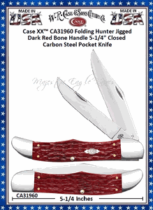 W.R. Case & Sons Cutlery CA31960 Case XX� Peach Seed Jig Dark Red Bone Handle Large Folding Hunter 5.25" Closed Carbon Steel Bladed Pocket Knife 