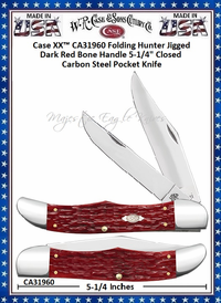 W.R. Case & Sons Cutlery CA31960 Case XX� Peach Seed Jig Dark Red Bone Handle Large Folding Hunter 5.25" Closed Carbon Steel Bladed Pocket Knife 