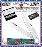 W.R. Case & Sons Cutlery CA39159 Case XX� Cardinal Embellished Color Wash Smooth Natural Bone Trapper Pocket Knife 4.13" Closed Mirror-polished Tru-Sharp Surgical Steel Bladed Pocket Knife in Gift Box 