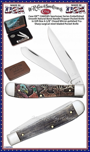 W.R. Case & Sons Cutlery CA60585 Case XX™ Sportsman Series Embellished Smooth Natural Bone Handle Trapper Pocket Knife in Gift Box 4-1/8" Closed Mirror-polished Tru-Sharp Surgical Steel Bladed Pocket Knife W.R. Case & Sons Cutlery CA60585 Case XX™ Sportsman Series Embellished Smooth Natural Bone Handle Trapper Pocket Knife in Gift Box 4-1/8" Closed Mirror-polished Tru-Sharp Surgical Steel Bladed Pocket Knife