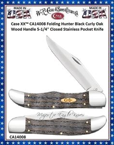 W.R. Case & Sons Cutlery CA14008 Case XX Folding Hunter Black Curly Oak Wood Handle 5-1/4" Closed Stainless Steel Pocket Knife