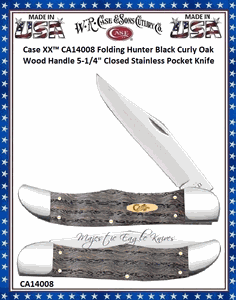 W.R. Case & Sons Cutlery CA14008 Case XX� Folding Hunter Black Curly Oak Wood Handle 5-1/4" Closed Stainless Steel Pocket Knife