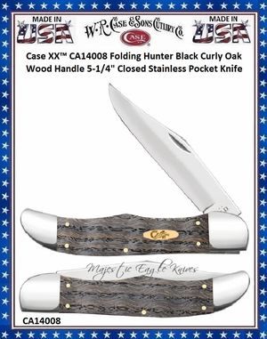 W.R. Case & Sons Cutlery CA14008 Case XX� Folding Hunter Black Curly Oak Wood Handle 5-1/4" Closed Stainless Steel Pocket Knife