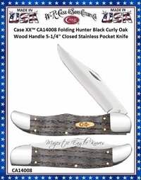 W.R. Case & Sons Cutlery CA14008 Case XX� Folding Hunter Black Curly Oak Wood Handle 5-1/4" Closed Stainless Steel Pocket Knife