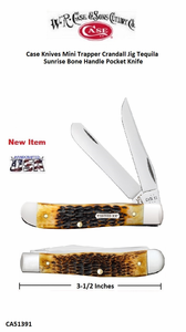 W.R. Case & Sons Cutlery CA51391 Case XX� Mini Trapper Jig Burnt Amber Bone Handle Carbon Steel Pocket Knife
