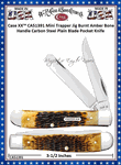 W.R. Case & Sons Cutlery CA51391 Case XX� Mini Trapper Jig Burnt Amber Bone Handle Carbon Steel Pocket Knife