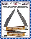 W.R. Case & Sons Cutlery CA27231 Case XX Muskrat Jigged Burnt Bone Handle 3-7/8" Closed Damascus Pocket Knife 