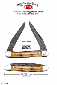 W.R. Case & Sons Cutlery CA27231 Case XX™ Muskrat Jigged Burnt Bone Handle 3-7/8" Closed Damascus Pocket Knife W.R. Case & Sons Cutlery CA27231 Case XX™ Muskrat Jigged Burnt Bone Handle 3-7/8" Closed Damascus Pocket Knife