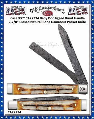 W.R. Case & Sons Cutlery CA27234 Case XX� Baby Doc Jigged Burnt Bone Handle 2-7/8" Closed Pocket Knife 