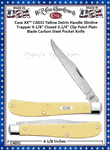 W.R. Case & Sons Cutlery CA031 Case XX� Yellow Delrin Handle Slimline Trapper 4-1/8" Closed 3-1/4" Clip Point Plain Blade Carbon Steel Pocket Knife 