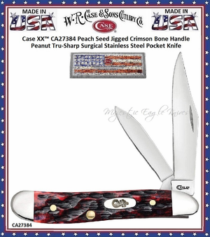 W.R. Case & Son's Cutlery CA27384 CASE XX™ Peach Seed Jigged Crimson Bone Handle Peanut Pocket Knife W.R. Case & Son's Cutlery CA27384 CASE XX™ Peach Seed Jigged Crimson Bone Handle Peanut Pocket Knife