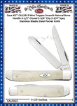 W.R. Case & Sons Cutlery CA13313 Case XX� Mini Trapper Smooth Natural Bone Handle 3-1/2" Closed 2-3/4" Clip 2-3/4" Spey Stainless Blades Steel Pocket Knife