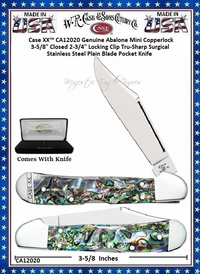 W.R. Case & Sons Cutlery CA12020 Case XX™ Mini Copperlock Genuine Abalone Handle 3-5/8" Closed 2-3/4" Locking Clip Plain Blade Mini Copperlock Stainless Pocket Knife W.R. Case & Sons Cutlery CA12020 Case XX™ Mini Copperlock Genuine Abalone Handle 3-5/8" Closed 2-3/4" Locking Clip Plain Blade Mini Copperlock Stainless Pocket Knife