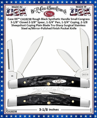 W.R. Case & Sons Cutlery CA18238 Case XX� Small Congress Rough Black Stainless Steel Pocket Knife 