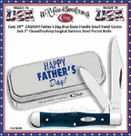 W.R. Case & Sons Cutlery CA10609 Case XX� Father's Day Blue Bone Handle Small Swell Center Jack 3" Closed Trusharp Surgical Stainless Steel Pocket Knife