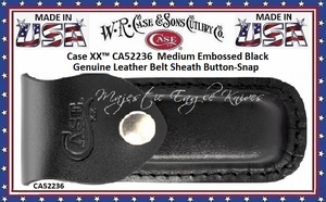 W.R. Case & Sons Cutlery CA52236 Case XX™ Every Quality Knife Needs a Quality Belt Sheath, Medium Black Genuine Leather Belt Sheath Button-Snap W.R. Case & Sons Cutlery CA52236 Case XX™ Every Quality Knife Needs a Quality Belt Sheath, Medium Black Genuine Leather Belt Sheath Button-Snap