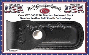 W.R. Case & Sons Cutlery CA52236 Case XX� Every Quality Knife Needs a Quality Belt Sheath, Medium Black Genuine Leather Belt Sheath Button-Snap 