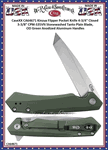W.R. Case & Sons Cutlery CA64671 Case XX� Kinzua Flipper Pocket Knife 3.4" CPM-S35VN Stonewashed Tanto Plain Blade, OD Green Anodized Aluminum Handles 