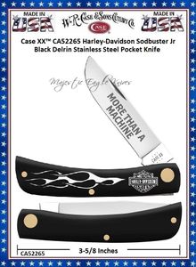 W.R. Case & Sons Cutlery CA52265 Case XX Harley-Davidson Sodbuster Jr Black Delrin Stainless Steel Pocket Knife