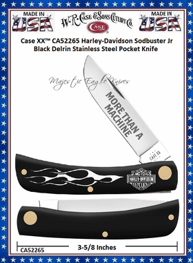 W.R. Case & Sons Cutlery CA52265 Case XX� Harley-Davidson Sodbuster Jr Black Delrin Stainless Steel Pocket Knife