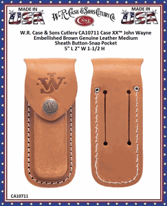 W.R. Case & Son's Cutlery Case XX� CA10711 John Wayne Medium Brown Leather Belt Sheath Button-Snap Pocket