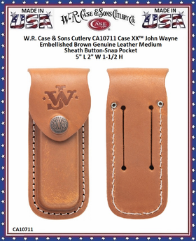 W.R. Case & Son's Cutlery Case XX� CA10711 John Wayne Medium Brown Leather Belt Sheath Button-Snap Pocket