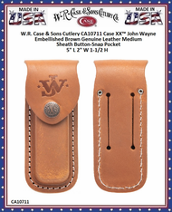W.R. Case & Son's Cutlery Case XX™ CA10711 John Wayne Medium Brown Leather Belt Sheath Button-Snap Pocket W.R. Case & Son's Cutlery Case XX™ CA10711 John Wayne Medium Brown Leather Belt Sheath Button-Snap Pocket