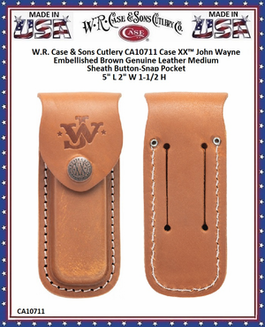 W.R. Case & Son's Cutlery Case XX� CA10711 John Wayne Medium Brown Leather Belt Sheath Button-Snap Pocket