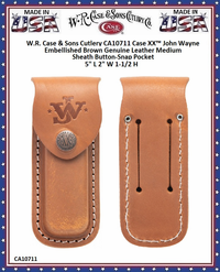 W.R. Case & Son's Cutlery Case XX™ CA10711 John Wayne Medium Brown Leather Belt Sheath Button-Snap Pocket W.R. Case & Son's Cutlery Case XX™ CA10711 John Wayne Medium Brown Leather Belt Sheath Button-Snap Pocket