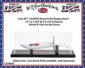 W.R. Case & Sons Cutlery CA70635 Case XX� Bowie Knife Display Stand 17''L X 5 3/4''W X 6 1/2''H Walnut Wood & Clear Acrylic Dome