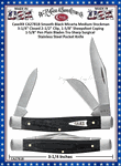 W.R. Case & Son's Cutlery CA27818 Case XX� Medium Stockman Black Micarta Handle 3-1/4" Closed 2-1/2" Clip 1-5/8" Sheepsfoot Coping 1 5/8" Pen Blades Tru-Sharp Surgical Stainless Steel Pocket Knife