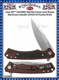 W.R. Case & Sons Cutlery CA25885 Case XX™ Marilla Flipper Knife, 4-3/4" Closed 3-1/2" S35VN Stonewashed Stainless Steel Locking Drop Point Plain Blade, Brown Anodized Aluminum Handle w/Black G10 Inlays W.R. Case & Sons Cutlery CA25885 Case XX™ Marilla Flipper Knife, 4-3/4" Closed 3-1/2" S35VN Stonewashed Stainless Steel Locking Drop Point Plain Blade, Brown Anodized Aluminum Handle w/Black G10 Inlays