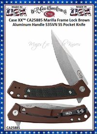 W.R. Case & Sons Cutlery CA25885 Case XX™ Marilla Flipper Knife, 4-3/4" Closed 3-1/2" S35VN Stonewashed Stainless Steel Locking Drop Point Plain Blade, Brown Anodized Aluminum Handle w/Black G10 Inlays W.R. Case & Sons Cutlery CA25885 Case XX™ Marilla Flipper Knife, 4-3/4" Closed 3-1/2" S35VN Stonewashed Stainless Steel Locking Drop Point Plain Blade, Brown Anodized Aluminum Handle w/Black G10 Inlays