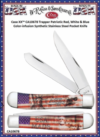 W.R. Case & Sons Cutlery CA10678 Case XX� Trapper Patriotic Red, White & Blue Color-infusion Synthetic Stainless Steel Pocket Knife