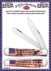 W.R. Case & Sons Cutlery CA10678 Case XX™ Trapper Patriotic Red, White & Blue Color-infusion Synthetic Stainless Steel Pocket Knife W.R. Case & Sons Cutlery CA10678 Case XX™ Trapper Patriotic Red, White & Blue Color-infusion Synthetic Stainless Steel Pocket Knife