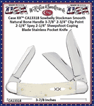 W.R. Case & Sons Cutlery CA13318 Case XX� Sowbelly Stockman Smooth Natural Bone Handle 3-7/8" 2-3/4" Clip Point 2-1/4" Spey 2-1/4" Sheepsfoot Coping Blade Stainless Pocket Knife 