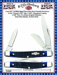 W.R. Case & Son's Cutlery CA2806 CASE XX� Jigged Navy Blue Bone Handle Medium Stockman Pocket Knife 