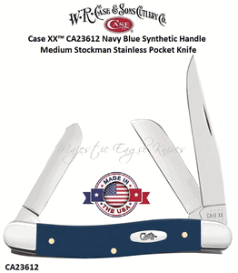 W.R. Case & Sons Cutlery CA23612 Case XX� Navy Blue Synthetic Handle Medium Stockman Stainless Pocket Knife 
