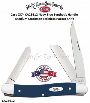 W.R. Case & Sons Cutlery CA23612 Case XX� Navy Blue Synthetic Handle Medium Stockman Stainless Pocket Knife 