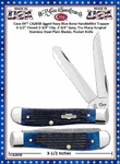 W.R. Case & Son's Cutlery CA2838 CASE XX� Jigged Navy Blue Bone Handle Mini Trapper Pocket Knife 