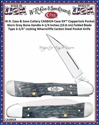 W.R. Case & Sons Cutlery CA58424 Case XX� Copperlock Pocket Worn Gray Bone Handle 4-1/4 Inches (10.8 cm) Folded Blade Type 3-1/4" Locking Wharncliffe Carbon Steel Pocket Knife 