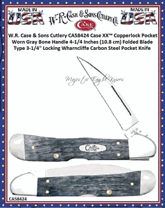 W.R. Case & Sons Cutlery CA58424 Case XX� Copperlock Pocket Worn Gray Bone Handle 4-1/4 Inches (10.8 cm) Folded Blade Type 3-1/4" Locking Wharncliffe Carbon Steel Pocket Knife 