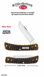 W.R. Case & Sons Cutlery CA51394 Case XX� Sod Buster Jr Jig Burnt Amber Bone Handle Carbon Steel Pocket Knife