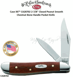 W.R. Case & Son's Cutlery CA28702 CASE XX� 2-7/8" Closed Peanut Smooth Chestnut Bone Handle Pocket Knife